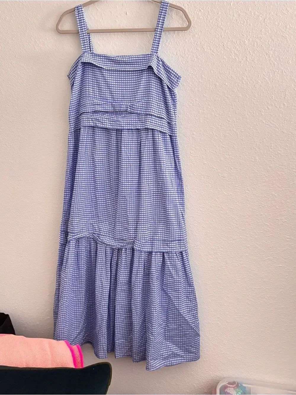 Bird & Kite Blue Gingham Summer Tiered Sundress - Lightweight Dress Small